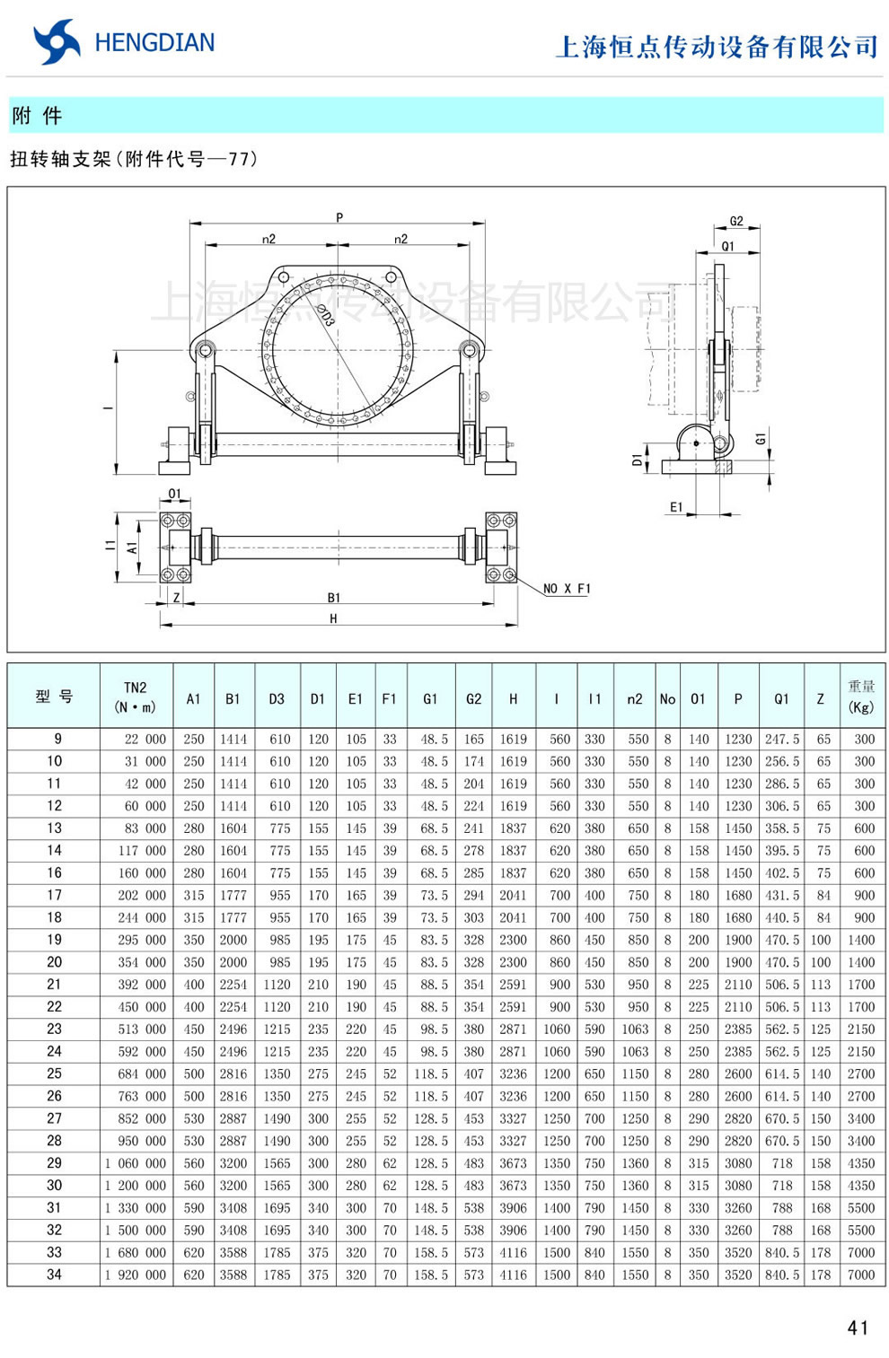 P系列行星齒輪減速器扭轉軸支架(附件代号-77)