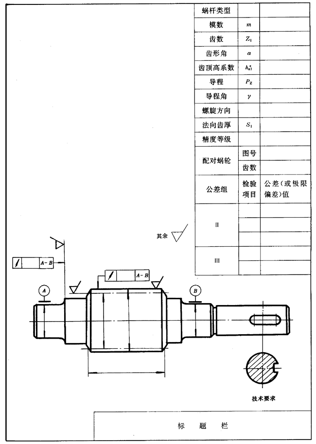 圓柱蝸杆、蝸輪圖樣上應注明的尺寸數據圖例