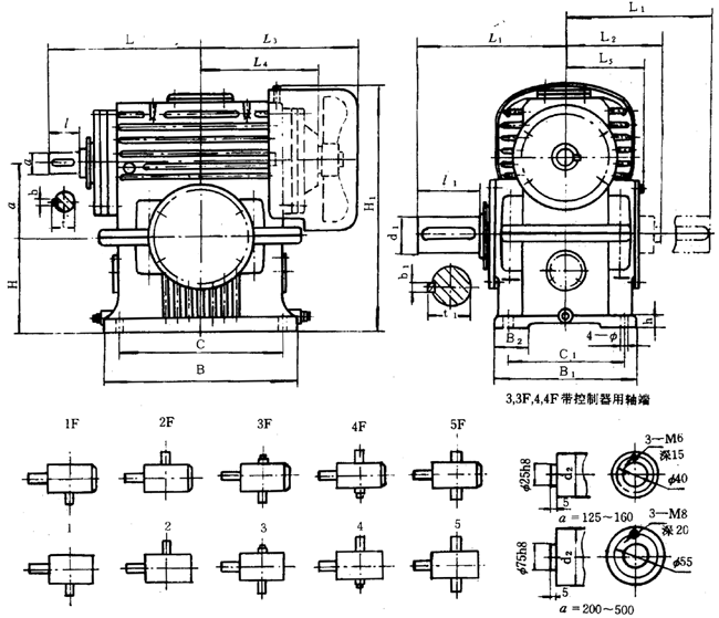 蝸輪減速器外形、安裝尺寸