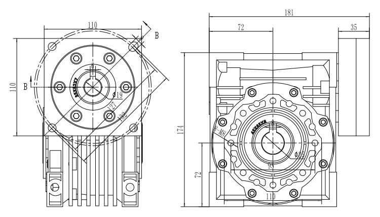 RV063-110X110-95-130-19外形安裝尺寸圖1