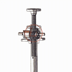 以右側蝸杆爲例，面對著蝸杆時，蝸杆順時針旋轉，絲杆下降；蝸杆逆時針旋轉，絲杆上升。